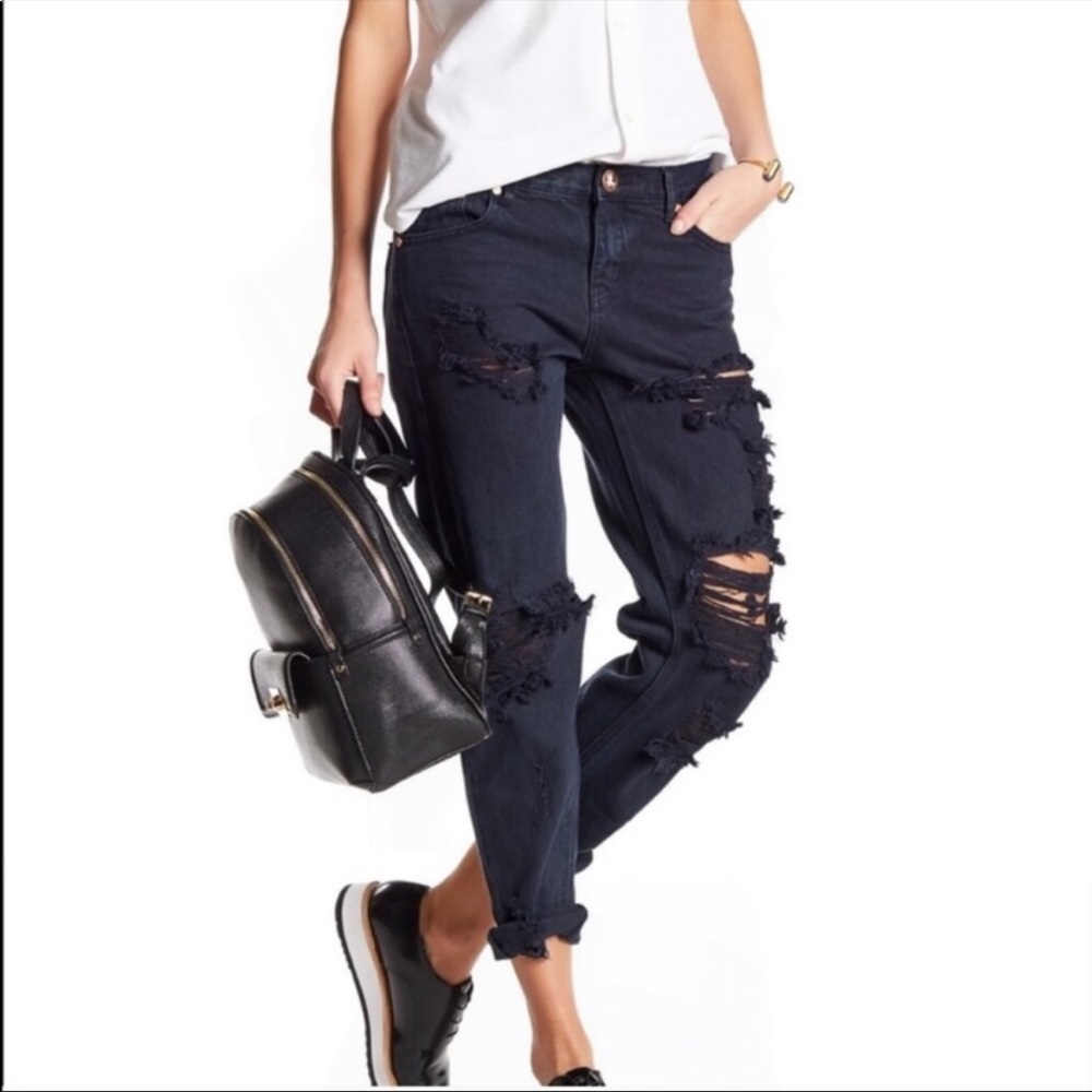 One Teaspoon Distressed London Awesome Baggy Low Rise Jeans Size 27